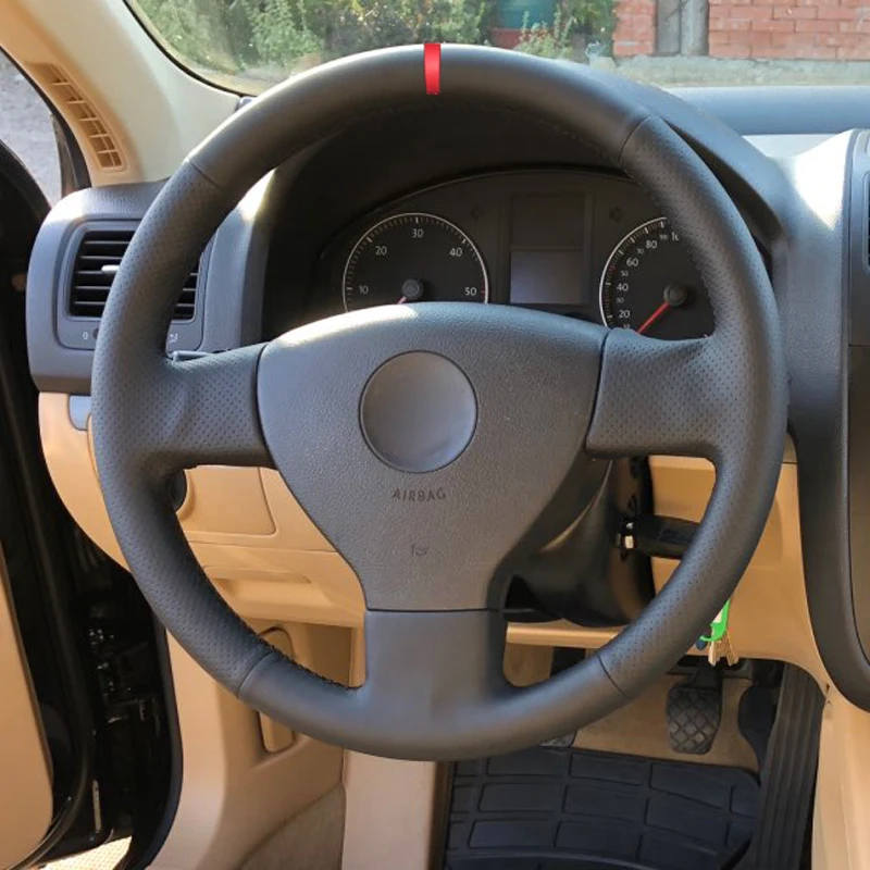 Ручной швейный чехол рулевого колеса автомобиля Volant для Volkswagen Old VW Golf Polo Sagitar Lavida 2010 Polo Оплетка на руль
