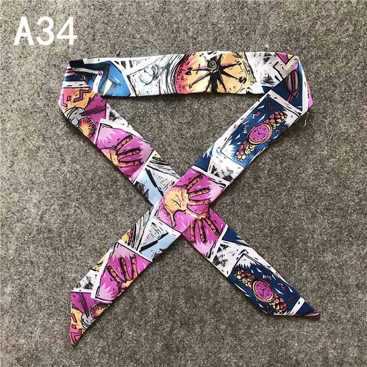 A34 40 цветов, женская модная сумка, шарф, узкая маленькая лента, на голову, с ручкой, шарф, роскошное украшение, галстук, многофункциональный, 4*100 см - Цвет: A34