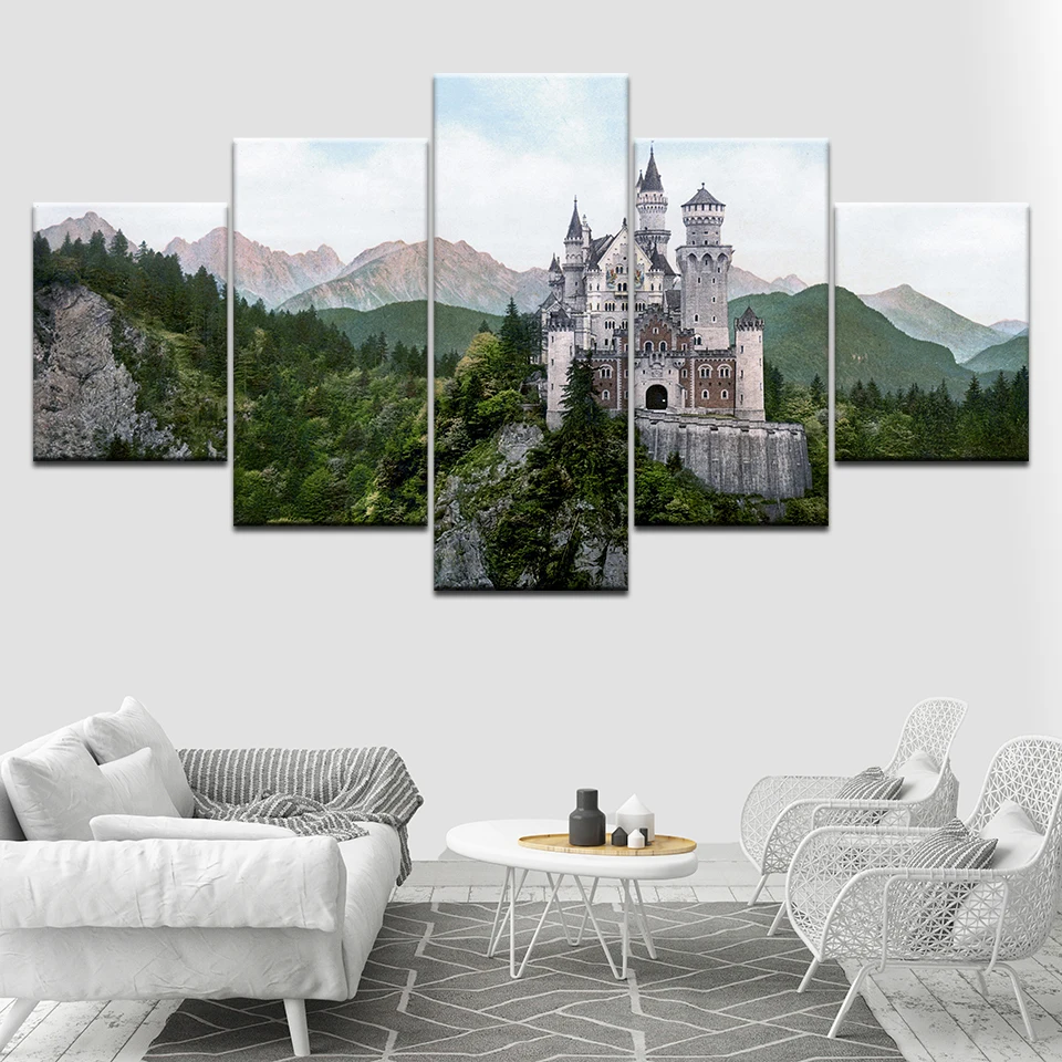 Современный домашний декор 5 шт. новый лебедь камень замок здание живопись