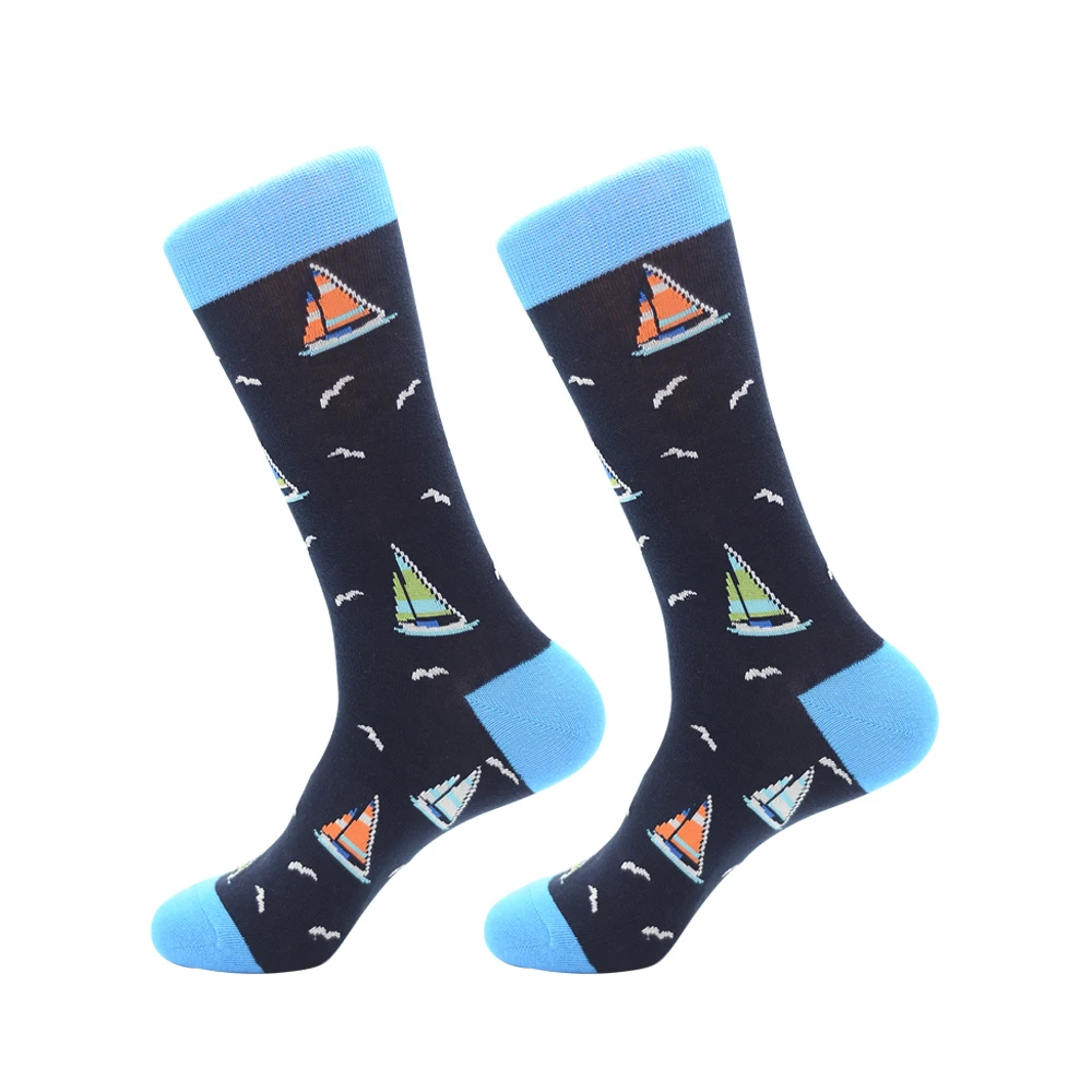 

Jhouson 1 pair Fashion Crew Funny Christmas socks Colorful Men's Cotton Causal Dress Colorful Wedding Socks For Gifts