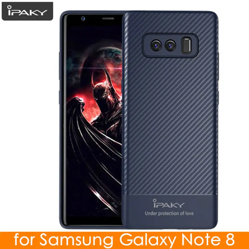 Чехол для Samsung Note 8 IPAKY S9 S8 S10 Plus из углеродного волокна Гибридный Силиконовый