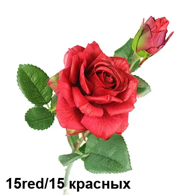 15red Настоящий букет розы с латексным покрытием, шелковые цветы для дома/свадьбы/Вечеринки, Декоративные искусственные цветы - Цвет: 15red