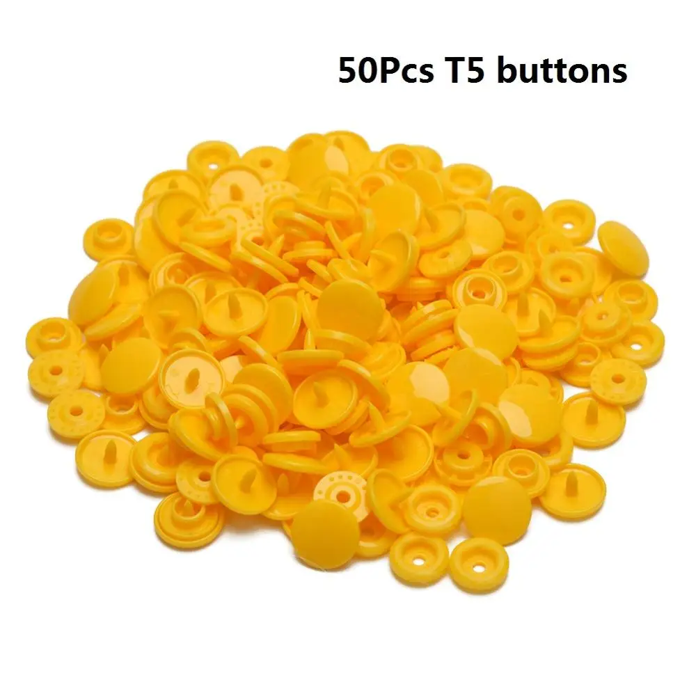 50Pcs T5 buttons Крепежные плоскогубцы, кнопка KAM T5, пластиковая смола, пресс-шпилька, тканевая кнопка, u-образный пресс, швейные инструменты - Цвет: 50Pcs T5 buttons