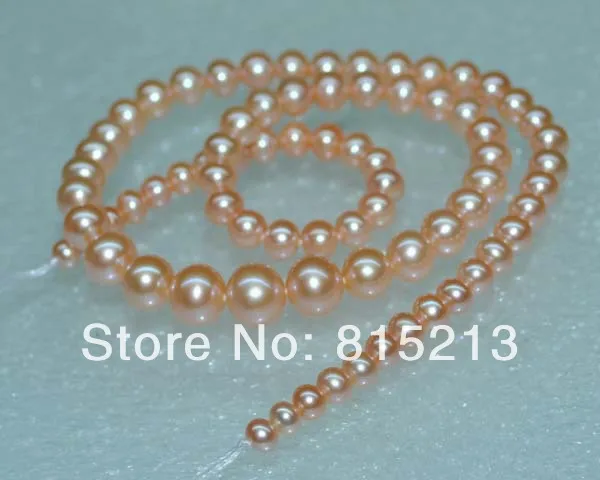 wb 00150 Outstanding Natural Rare pink AA++ 4.5-9mm round Turriform freshwater pearl | Украшения и аксессуары
