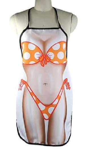 103 Orange Bikini 1 шт. вечерние фартуки для барбекю, разноцветные сексуальные забавные фартуки для приготовления пищи, новинка, обнаженные мужские и женские красивые грубые дерзкие Кухонные фартуки для приготовления пищи - Цвет: 103 Orange Bikini