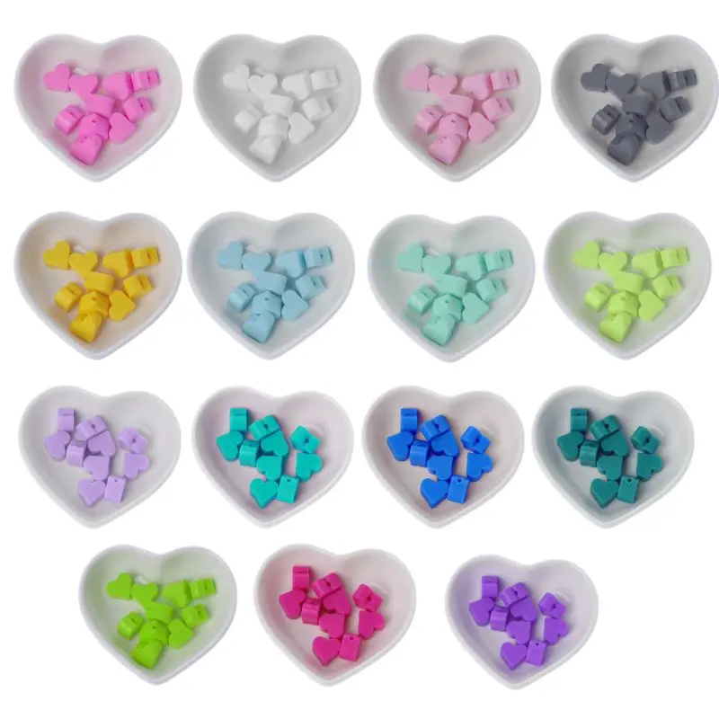 

10 Pcs Heart Silicone Beads Baby Teething Beads DIY Pacifier Chain Baby Teether