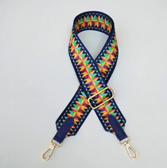 RTATD новые холщовые женские сумки на ремне, Национальный цветочный дизайн, Дамский плечевой ремень, регулируемые золотые пряжки для сумок, ремни B286 - Цвет: Yellow Xi Blue