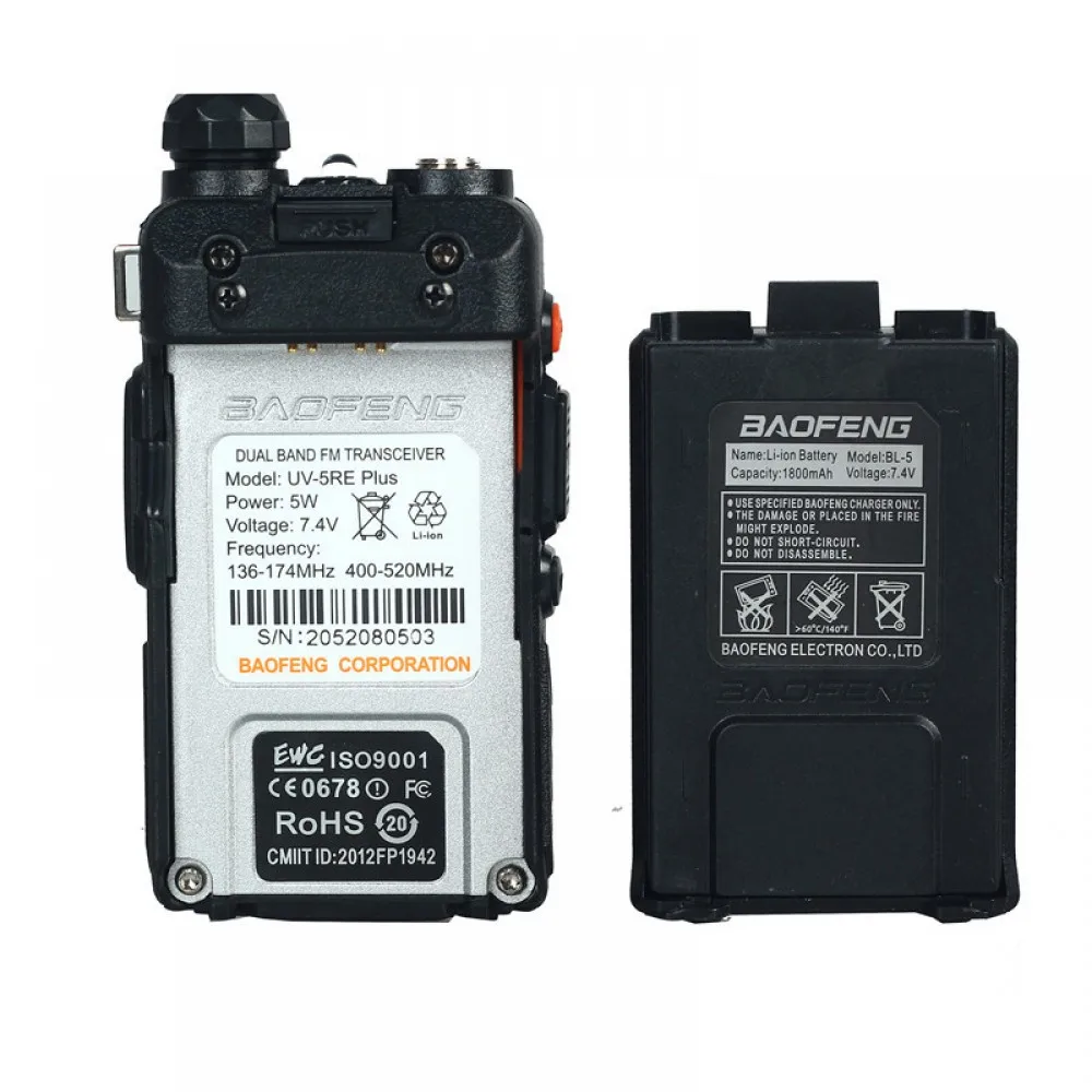 Портативное двухстороннее радио BAOFENG UV 5RE Plus ham с ЖК дисплеем два диапазона