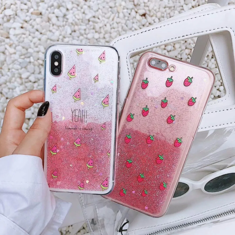 Летние модные блестящие звезды фруктов Телефон чехол для iphone 8 плюс 6 6s 7 plus x 10