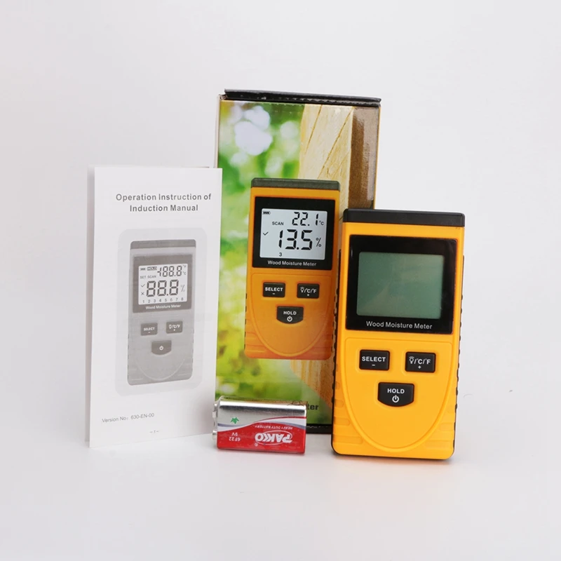 Цифровой индукционный измеритель влажности древесины 0-50% тестер 0-50 °C термометр