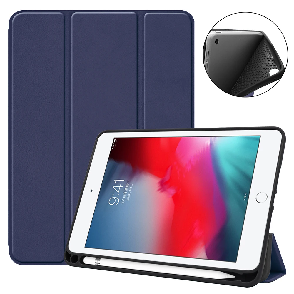 Tr Fold чехол для нового IPad Mini 5 7 9 дюймов 2019 с держателем карандашей умный