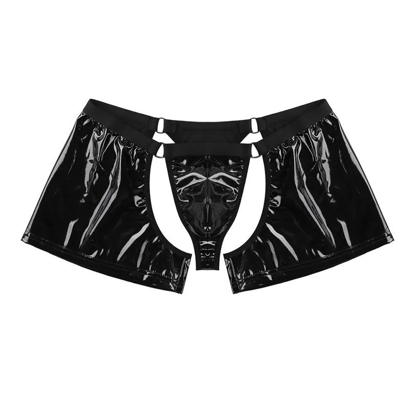 IEFiEL новинка мужские Wetlook искусственная кожа с вырезами мешочком низкой посадкой