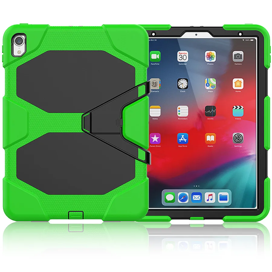 Зеленый Для iPad Pro 11, чехол Funda, модель A80, для детей, кожа, военный, сверхпрочный, силиконовый+ PC, прочный Чехол-подставка для нового iPad Pro, 11 дюймов - Цвет: Зеленый