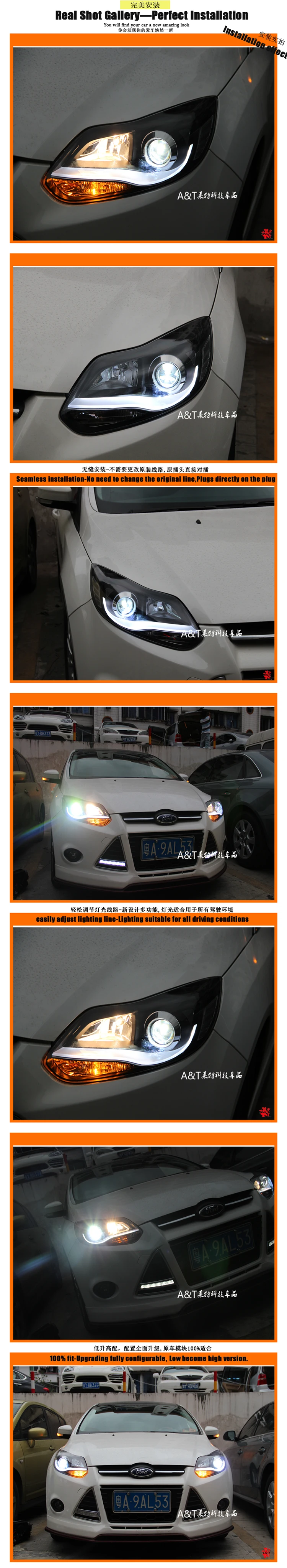 Doxa автомобильный Стайлинг 2012 2013 для Ford Focus светодиодный фары fpr фокус 3 DRL Объектив двойной луч H7 Ксеноновые Биксеноновые линзы