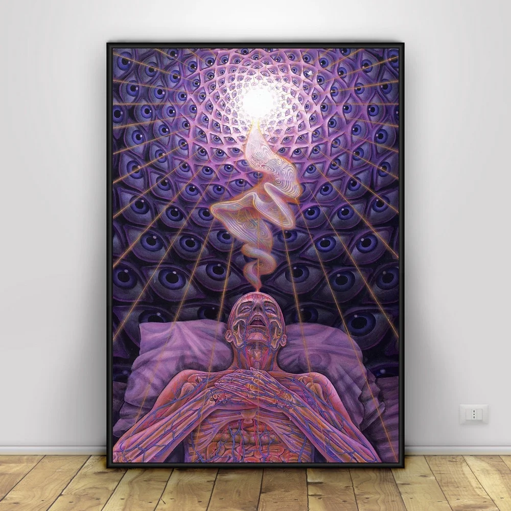 Alex серый Psychedelic Art шелковая ткань плакат печать классический настенный