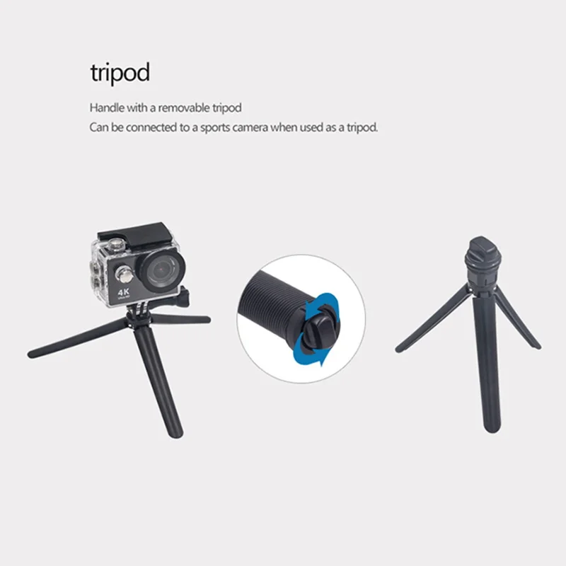 Водонепроницаемый 3 полосный монопод для GoPro Hero 6 5 7 4 черный серебристый Session Sjcam Sj7