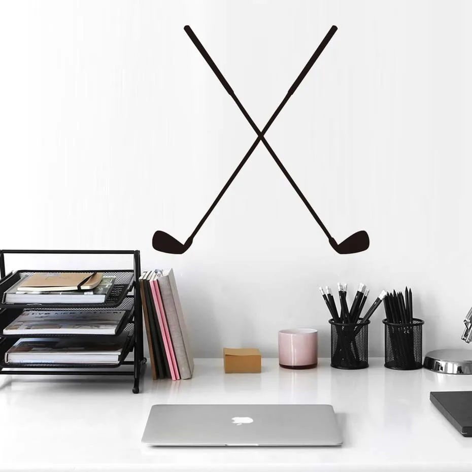 Перекрещивающиеся двойные наклейки на стену для гольфа декоративные виниловые