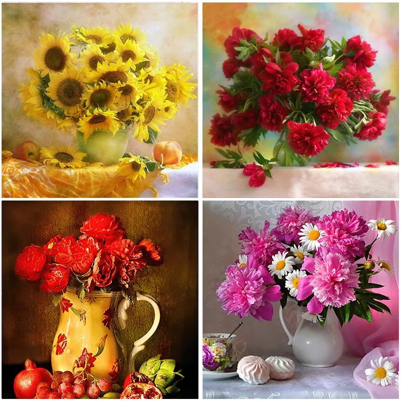 Европейская декоративная живопись цветы 5D алмазная полноразмерная/круглая