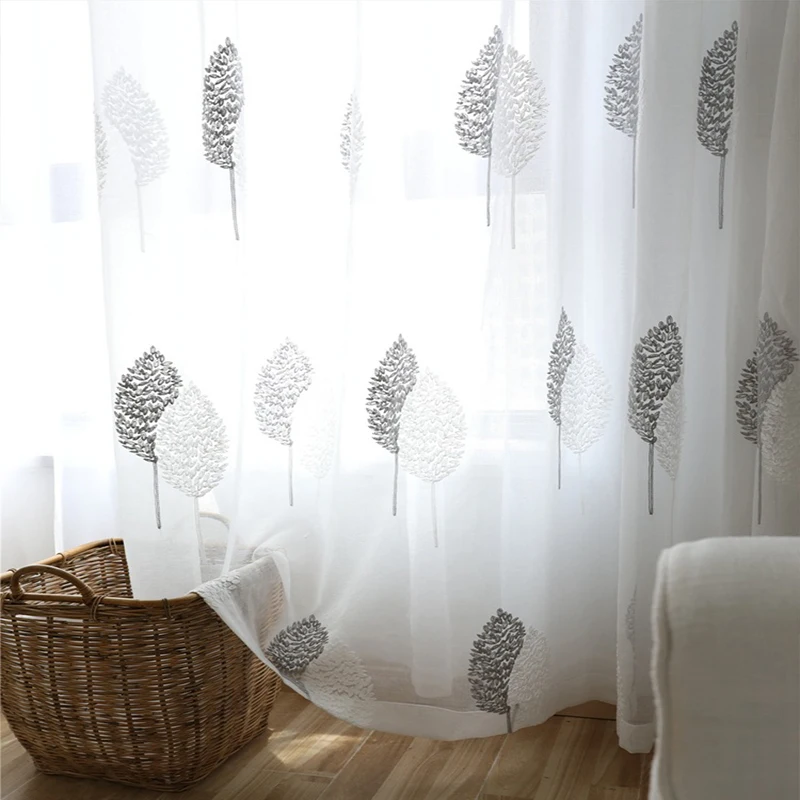 Корейские шторы готовые тюлевые для спальни гостиной окна балкона пола белого