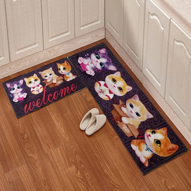 

Cartoon Kitchen Floor Mat Door Mat 2pcs/set Mattress Bathroom Antiskid Pad Long Strip Absorbent Household Carpet Bathroom Carpet