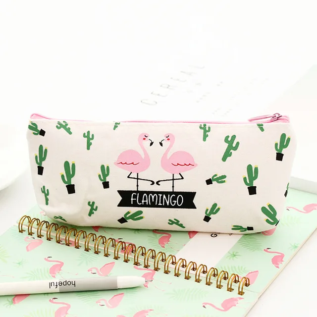 Small flamingo 1 шт. кавайный чехол для карандаша Фламинго холст подарок школьные карандаш пенал Чехол Карандаш сумка, школьные принадлежности канцелярские товары - Цвет: Small flamingo