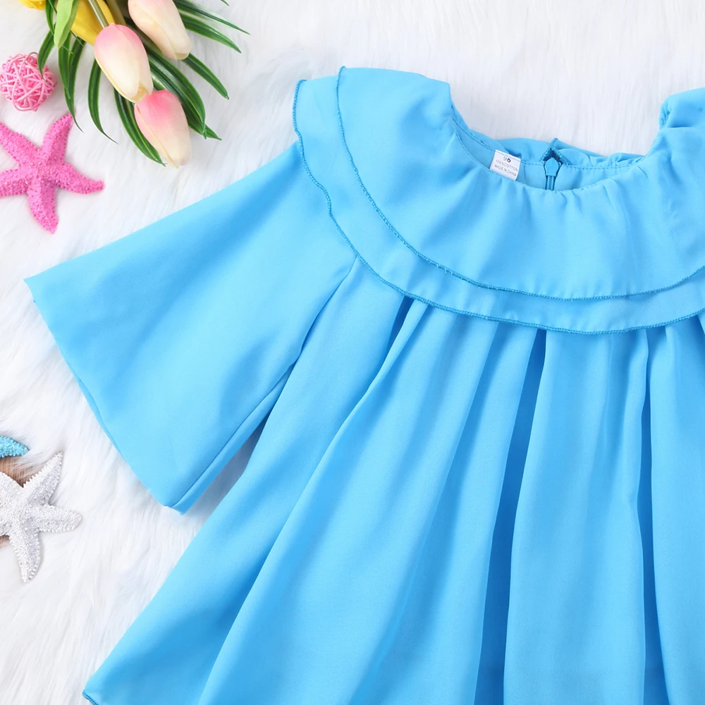 Модные детские модные платья для девочек однотонное свободное платье