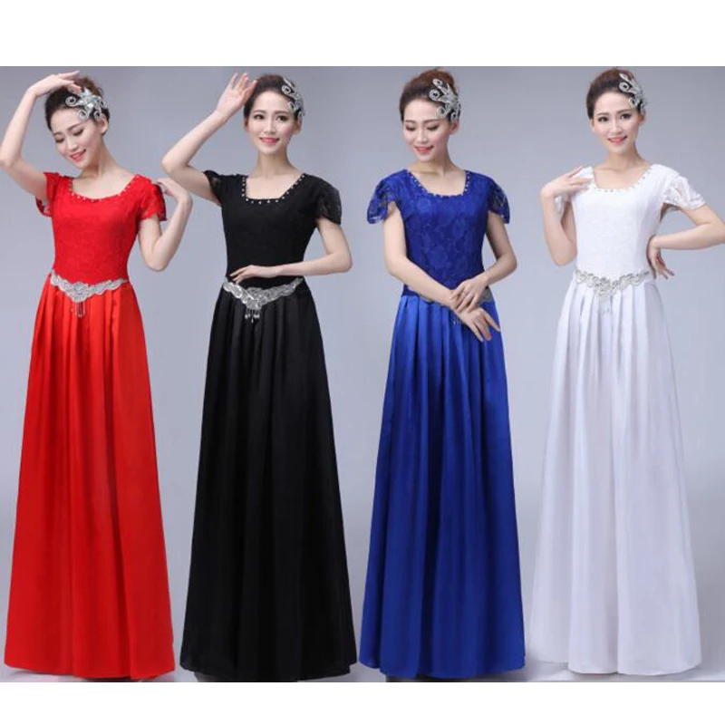 Женский костюм для бальных танцев длинный классический хора сценический