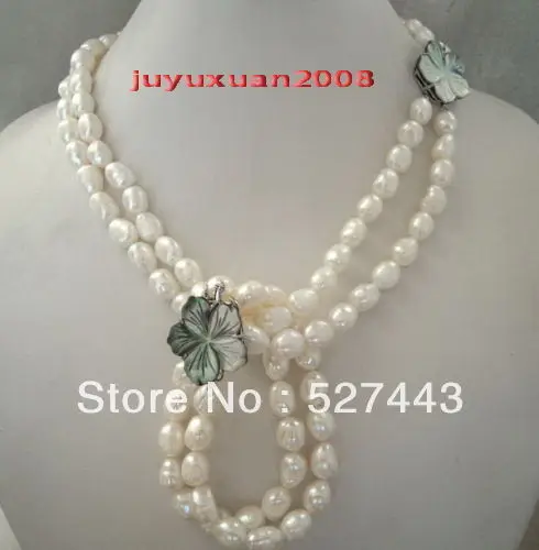 

Wholesale Set 2S 10-12MM SOUTH SEA WHITE BAROQUE PEARL NECKLACE&BRACELET SHELL CLASP