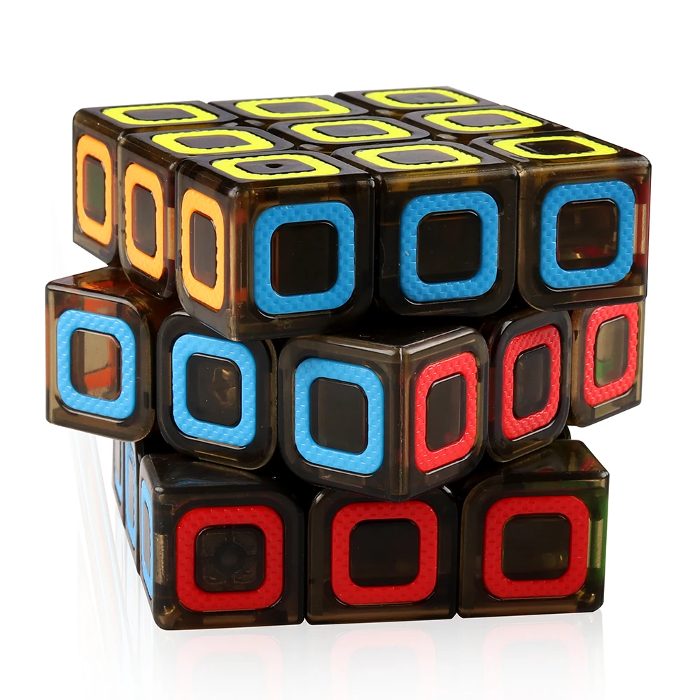 D-FantiX Qiyi Dimension 3x3 скоростной кубик Гладкий волшебный 3x3x3 прозрачный черный 57 мм