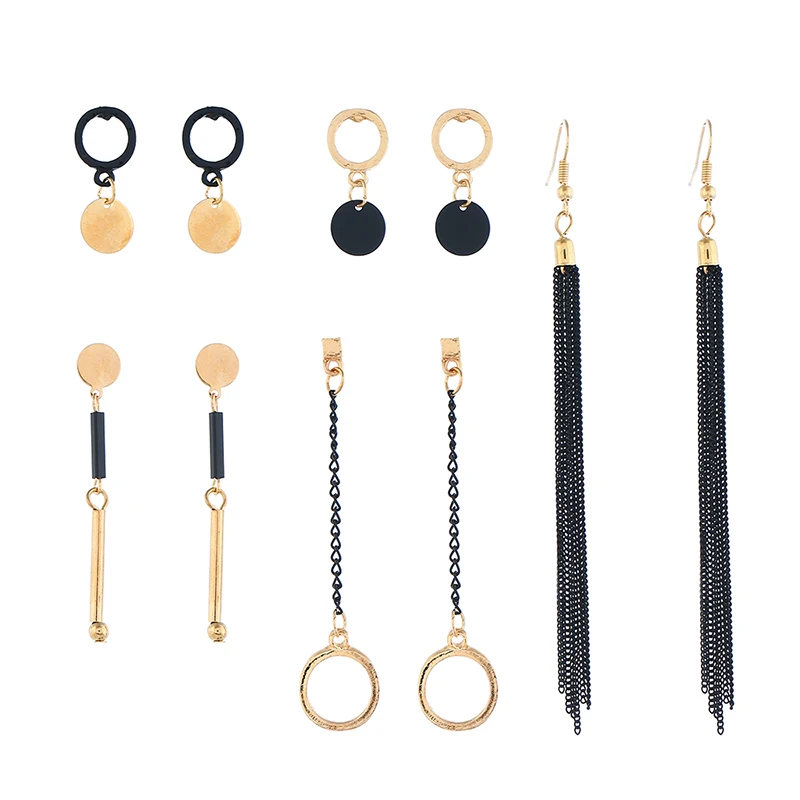 5 пар/компл. Модные ботильоны с кисточками круглые Висячие Комплект сережек для