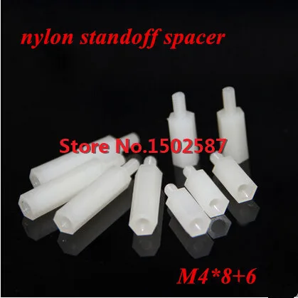 

200pcs/lot M4*8+6 Nylon Hex Standoff Spacer M4 Male x M4 Female 8mm Length Metric Thread