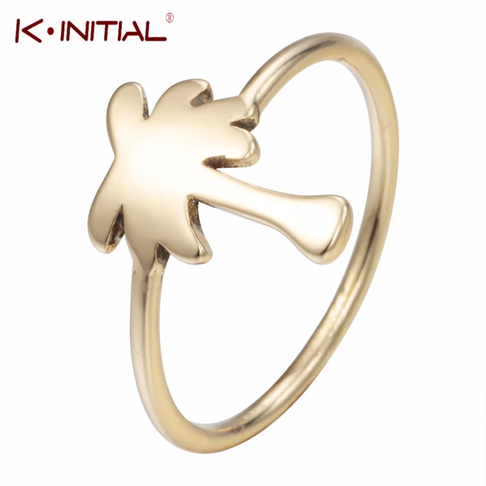 Кольца Kinitial с маленькой пальмой кольца тропическим шармом Золотое кокосовое