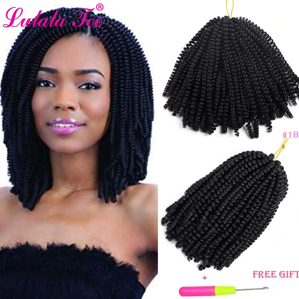 Fluffy Spring Twist Hair Extensions Ombre Crochet Braids Brown Burgundy Kinky Curly Twists Synthetic Braiding Hair 8'' 110g onxy 8inch fluffy spring twist crochet hair extensions synthetic crochet braids black brown ombre braiding hair 110g