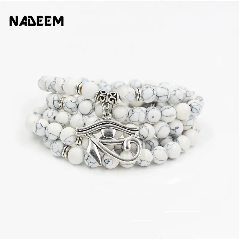 Модный подвесной браслет NADEEM 108 шт. Mala Howlite камень бисер глаза ожерелье Yogi