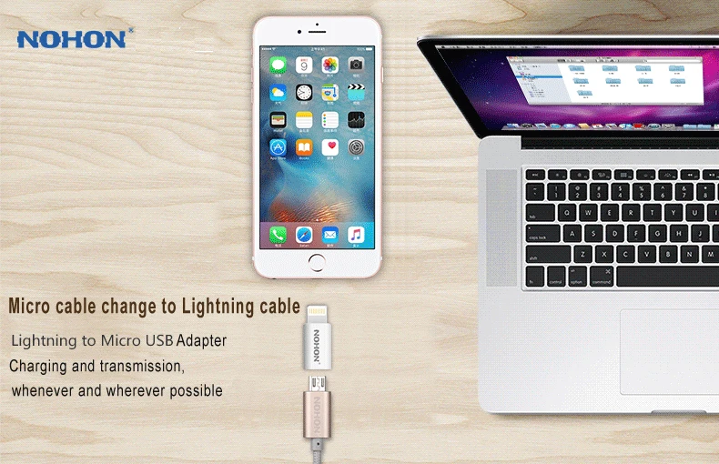 NOHON 8-контактный USB адаптер Разъем для Micro USB кабель зарядное устройство для iPhone 8 7 6S Plus 5 5S iPad iPod Быстрая Зарядка синхронизация данных разъем