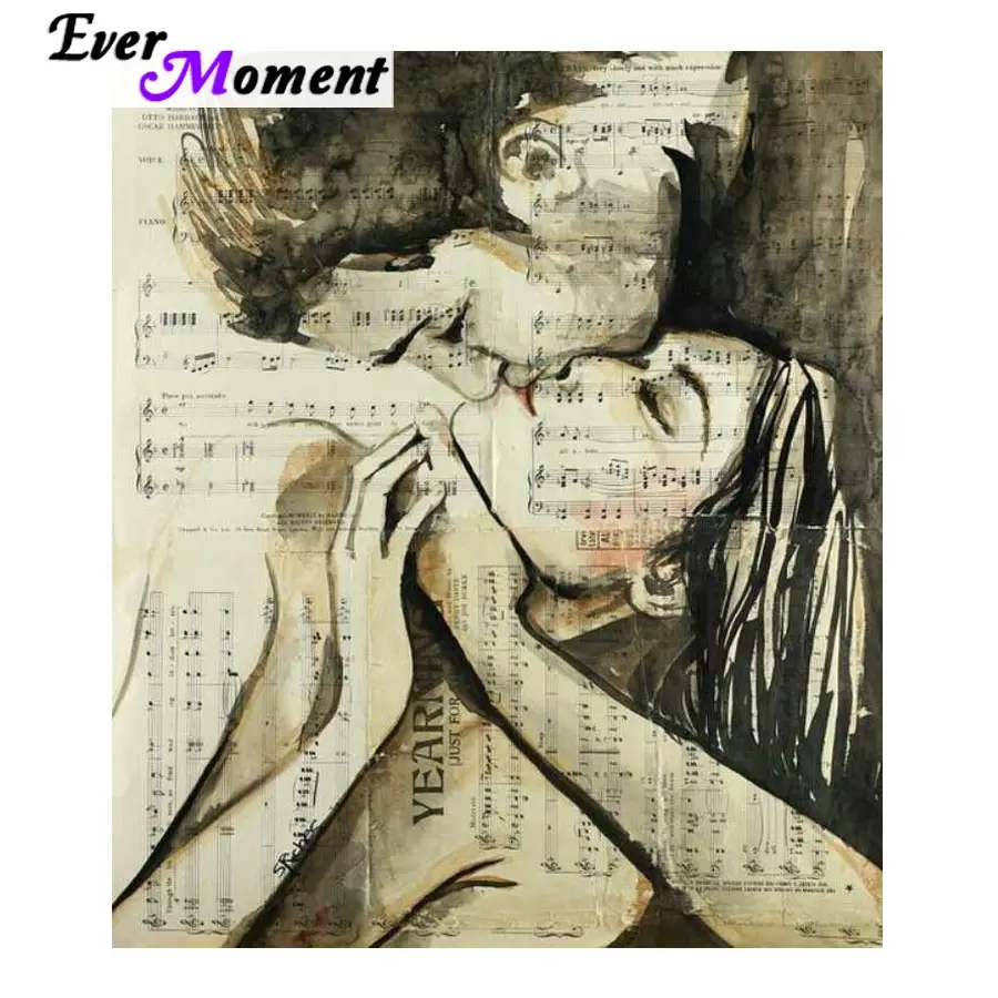 Ever Moment Алмазная картина искусство любовь поцелуй музыка Оценка вышивка