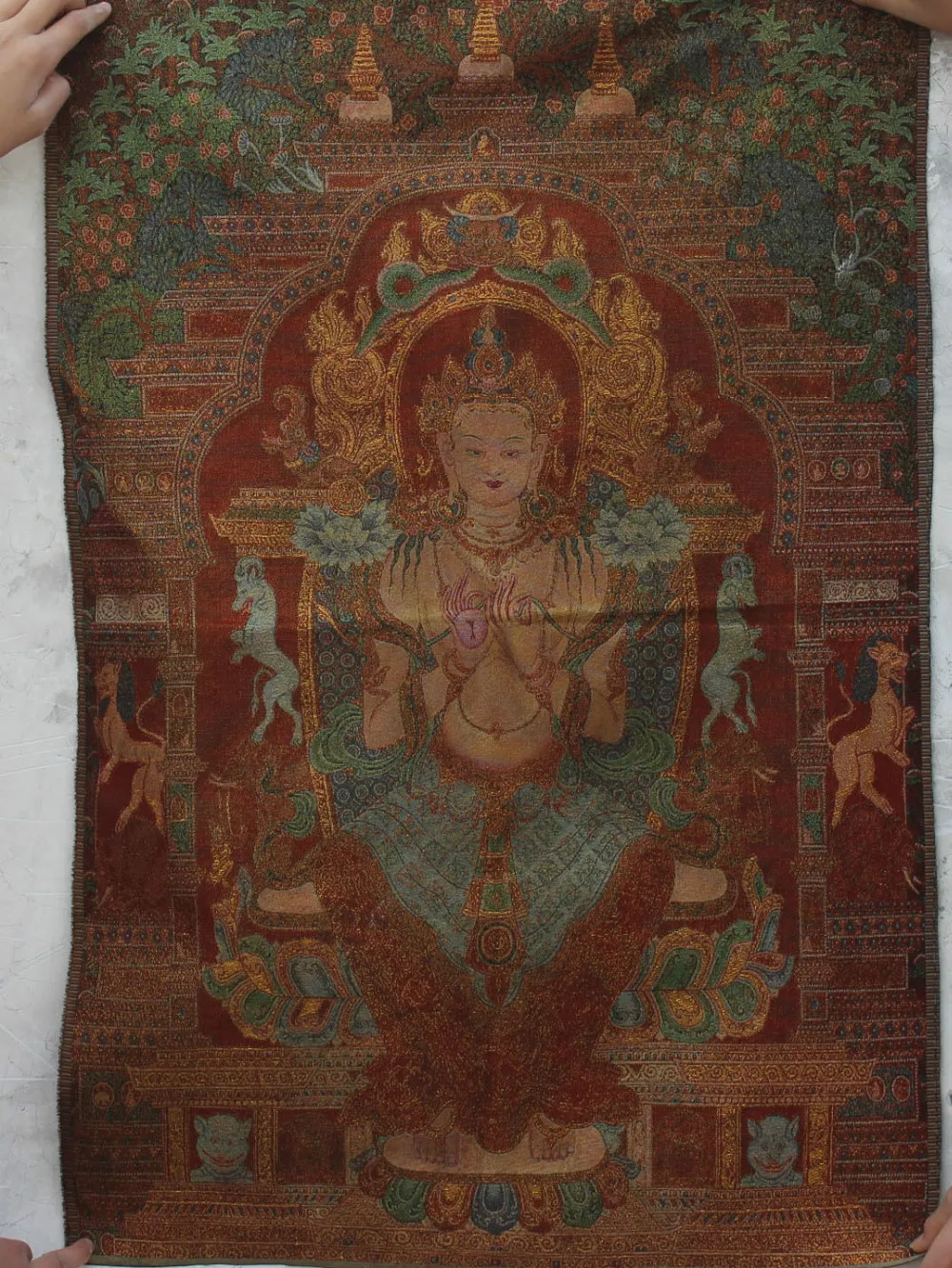 

Exquisite Chinese Tibet Buddhism Cloth Silk Maitreya Buddha Thangka