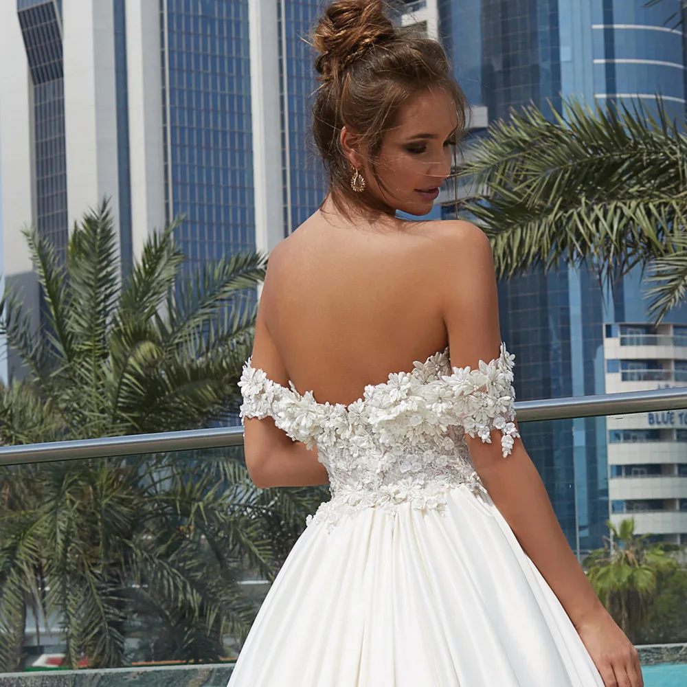 Сексуальные свадебные платья с открытыми плечами и цветами халат de Mariage для