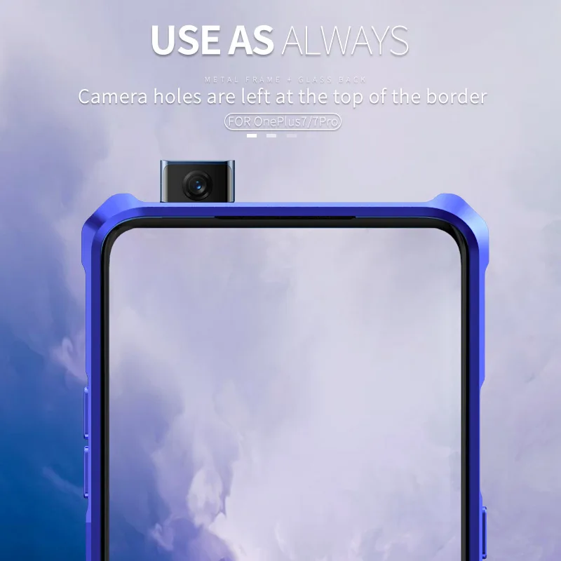 Роскошный металлический бампер для Oneplus 7 Pro Чехол прозрачная задняя крышка из