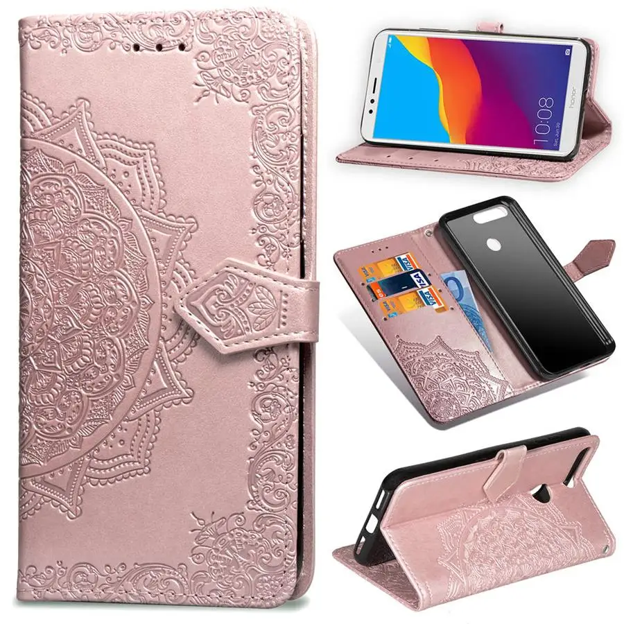 Для Huawei Y6 2018 чехол для Prime Чехол Флип Роскошный телефона из искусственной кожи Y 6