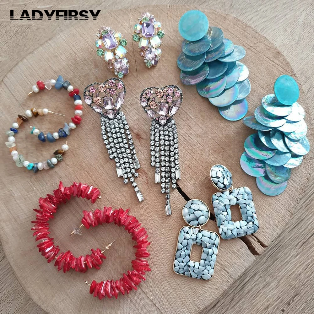 Ladyfirsy Новинка ZA Длинные акриловые Висячие серьги из смолы женские вечерние