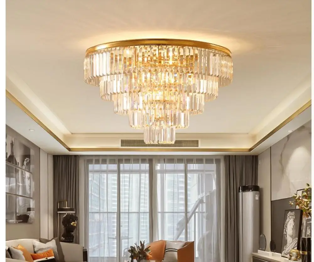 Бесплатная доставка потолочные светильники с золотыми кристаллами светодиодные