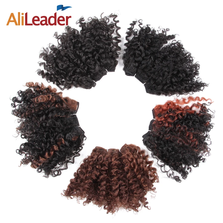 Alileader афро кудрявый вьющиеся синтетический ткань 6 шт./лот bloom Curl черные короткие
