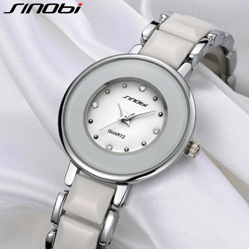 Sinobi белый бренд женские часы подражали керамические дамы браслет роскоши 2015