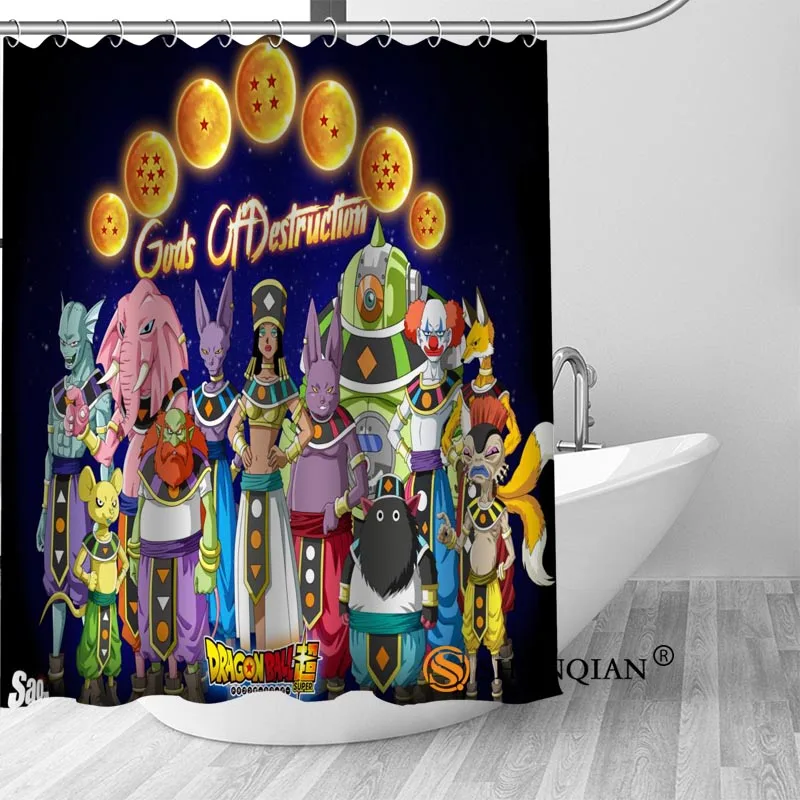 Custom Dragon Ball Hot Sale Polyester Fabric Printing Shower Curtain 12 Hooks For The Bathroom 3D Waterproof Bath Curtain - Цвет: Shower Curtain