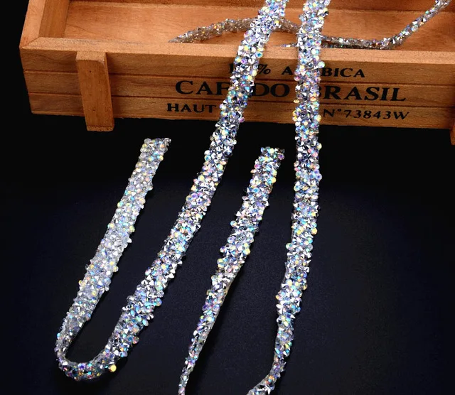 10 ярдов/партия BlingBling AB rhienstone сетчатая отделка страз цепочка с кристаллами