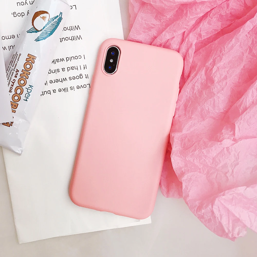 Uberay Candy Color Case for iPhone XS Max XR 6 6S 7 8 Plus - полностью тело мягкий TPU защитный простой чехол для задней панели телефона, подарок