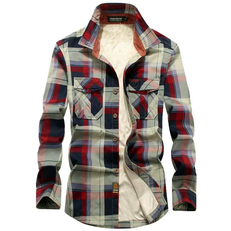 Брендовая рубашка мужская флисовая Зимняя Толстая теплая Camisa Masculina подушки из
