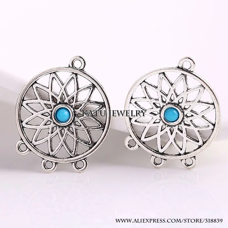 Старинное серебро металла Буле Dream Catcher Талисманы для изготовления ювелирных изделий DIY цинковый сплав Ловца Снов Кулон Талисманы 10 шт. c8975