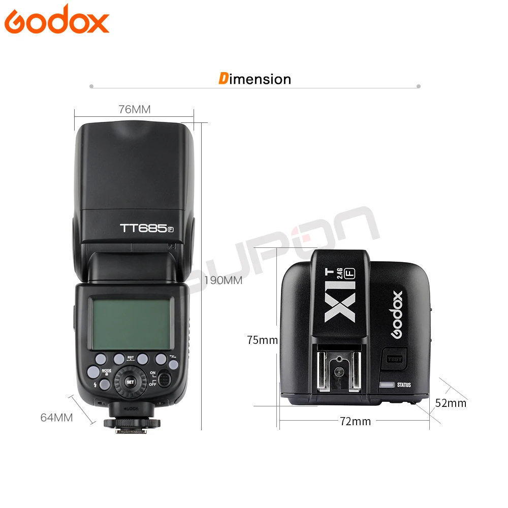 2 * Godox TT685F TT685 вспышка 4G HSS 1/8000 s TTL GN60 Беспроводная + фото подарок для камеры Fujifilm